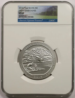 2014 P Great Sand Dunes CO Silver 5oz 25C SP 69 NGC America the Beautiful ATB - Image 1 of 4