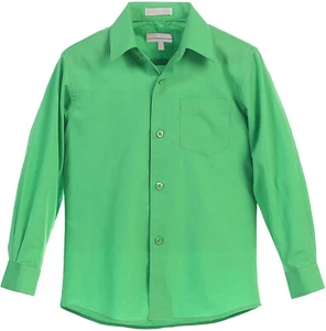 Boy's Casual Dress Shirt Long Sleeve Classic Fit Toddler Kids Button Down - Picture 1 of 94
