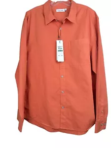 Calvin Klein Long Sleeve Easy Shirt Button Down 100% Cotton Aragon Sz L - Picture 1 of 6