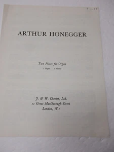 Arthur Honegger Dos piezas para órgano fuga partituras corales J & W Chester - Imagen 1 de 3