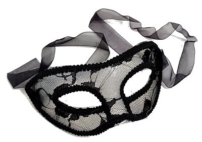 Venetian Masked Ball Braided Black Sexy Lace Adult Fancy Dress Evening Mask - Image 1 of 3
