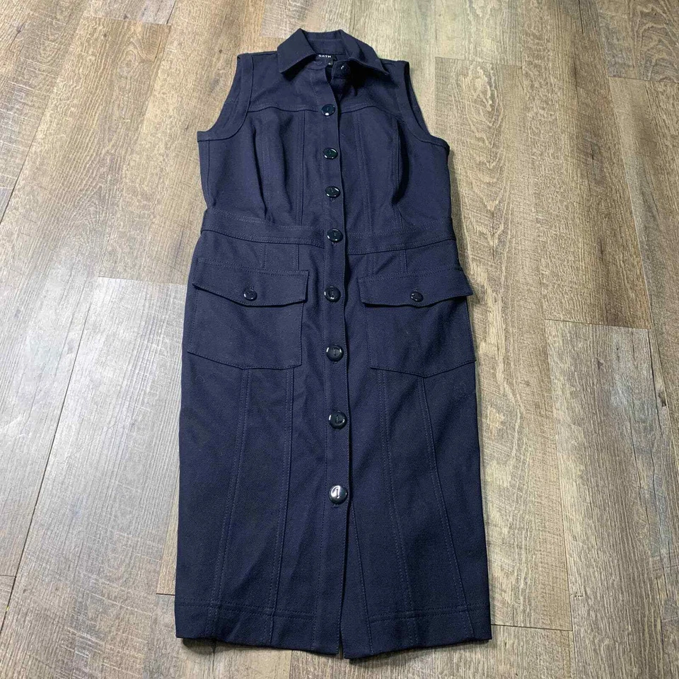 Worth New York Shirt Dress Womens Size X0 Blue Sleeveless Button Up Collared - Image 1 of 4
