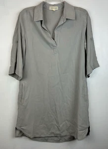 Abito Camicia Panno e Pietra S Tencel Grigio Pull Over Viaggio Lunghezza Ginocchio Tab Leggi - Foto 1 di 10