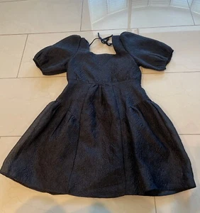 GB Girls Daisy Jacquard Puff Sleeve Square Neck Tie Back Dress Size 12 - Picture 1 of 12