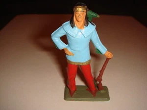 FIGURINE STARLUX INDIEN BLEU PALE PANTALON ROUGE FUSIL BAS - Picture 1 of 1