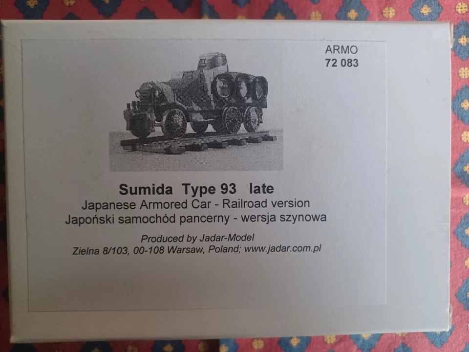 ARMO 72083 - Type 93 Jap. Armored railroad Car "SUMIDA"  - resin kit scala  1:72 - Immagine 1 di 1