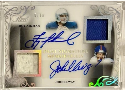 Leaf Pearl Troy Aikman 2017/John Elway NFL GU•Parche automático doble usado en juegos/10 Foto 1 de 3