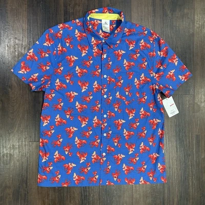 NUEVO CON ETIQUETAS Camisa Campamento Disney Sebastian Talla L Manga Corta Abotonada La Sirenita Foto 1 de 4