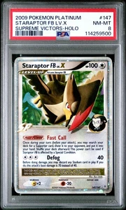 2009 POKEMON SUPREME VICTORS STARAPTOR FB LV X #147 ULTRA PSA 8 NM #114259500 - Picture 1 of 2
