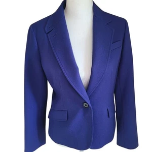 talbots the kate fit single breasted jewel tone blue classic wool blazer size 8P - Picture 1 of 6