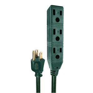 10 Ft Extension Cord with 3 Electrical Power Outlets - Durable Green - Picture 1 of 8