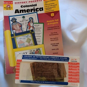 Evan-Moor Geschichte Tasche Kolonial Amerika Klasse 4-6 UND 6 Reproduktion Währung - Bild 1 von 10