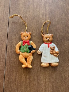 Vintage Paar 1983 Weihnachtsschmuck Teddybär Schmid Gordon Fraser Porzellan - Bild 1 von 3