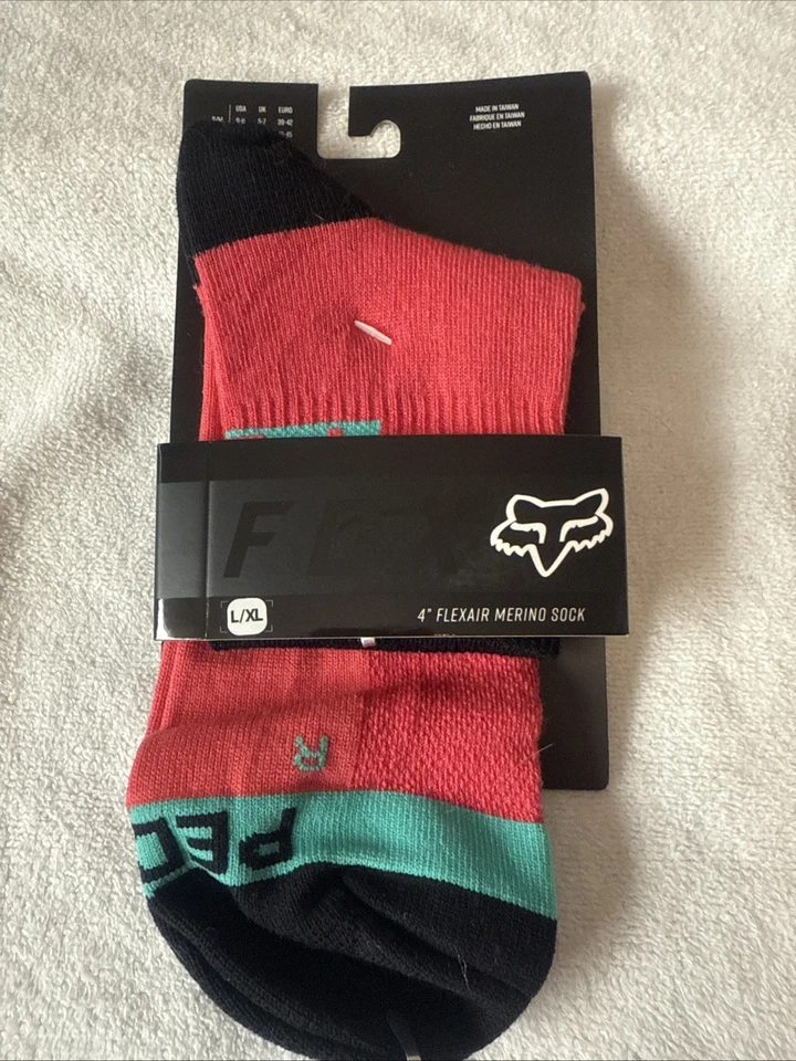 Nuevo Fox Racing 4" Flexair Merino Calcetín Mujer Calcetines L/XL Rosa Teal Negro Niñas Foto 1 de 4