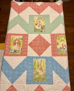 Handmade Cori Dantini Child Baby Little Red Riding Hood Lap Quilt 60x47” Cotton - Picture 1 of 8