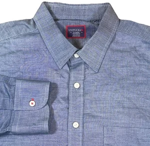 UNTUCKit Camicia Uomo XXLT Regolare Blu Chambray Tessuto 100% Cotone Bottoni - Foto 1 di 8