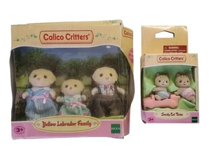 Calico Critters Yellow Labrador Lab Family Dog & Sandy Cat Twins - Picture 1 of 6