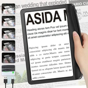 4X Rechargeable LED Light Magnifying Glass Reading, Full Page Magnifier Dimmable - Picture 1 of 7