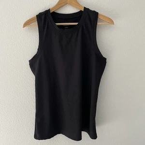 Freely Tank Top Women's Large Black Ribbed Athletic Stretch Sleeveless Gym Shirt - Picture 1 of 5