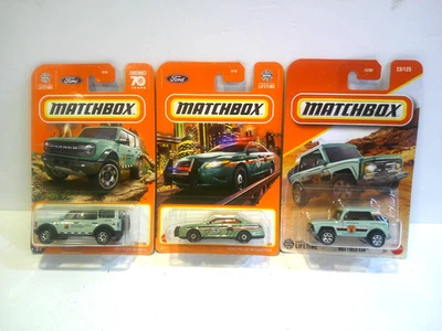 Matchbox National Parks Lot - Ford Bronco, Field Car, Ford Police Interceptor - Image 1 of 4