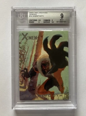 MARVEL 2009 X-MEN ARCHIVES N4 NEMESIS INSERT TRADING CARD SABRETOOTH BECKET 9 - Image 1 of 2