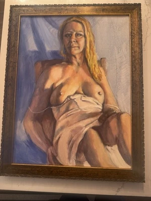 Original Framed semi Nude Female Oil   - Image 1 of 4
