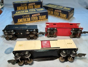 AMERICAN FLYER TRAIN PREWAR #565 LOCO, TENDER, BOXCAR,,CABOOSE-1940's-W/BOXES! - Picture 1 of 15