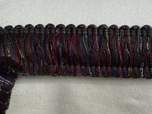5 yards BRUSH FRINGE 1 5/8" blue red green Upholstery Fabric Trim - Picture 1 of 3