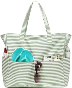 Large Beach Tote Bag Women Waterproof Sandproof Zipper Beach Tote Bag for Poo... - Picture 1 of 8