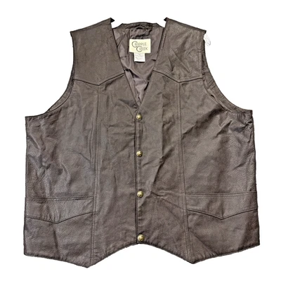 Cripple Creek Men's Brown 100% Leather Western Cowboy Rodeo Vest Size 2XL - Image 1 of 4