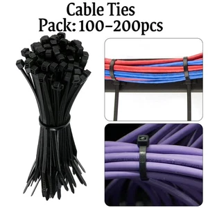 Black Cable Ties Zip Wraps 300mm x 4.8mm Thick Thin Fastener Quality Nylon Wire - Picture 1 of 16