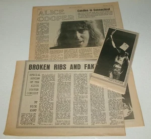 ALICE COOPER Vintage Original 3pc lot UK Newspaper Article + Concert Review 1972 - Picture 1 of 4