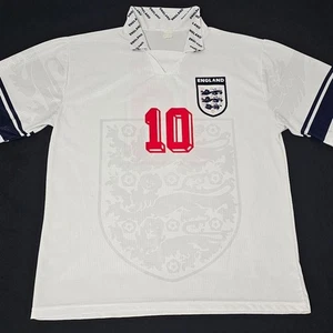 Camiseta de fútbol blanca vintage de Inglaterra Michael Owen # 10 para hombre XL 100 % poliéster - Imagen 1 de 8