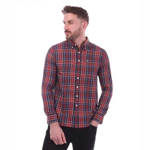 Men's Farah Edina Check Oxford Shirt in Red - Picture 1 of 5