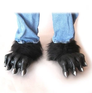 Disfraz de Halloween Hombre Lobo Negro Hombre Lobo Adulto Pies se adapta a las tallas 7-12 para hombre - Imagen 1 de 2
