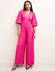 Nobody's Child Pink Puff Sleeve Melita Jumpsuit Pink BNWOT Size 14 UK RRP £110