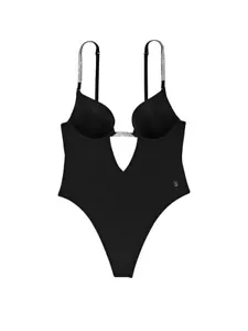 Victoria's Secret Shine Bodysuit Teddy Lingerie Black S - Picture 1 of 3