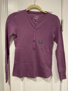 NWT L.L. Bean Purple Waffle Knit Thermal Long Sleeve Henley Stretch Size XXS P - Picture 1 of 11