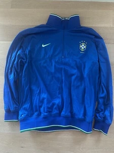 Vintage NIKE Brazil CBF Jacket Track Top Soccer Football Half Zip Authentic XL - Picture 1 of 4