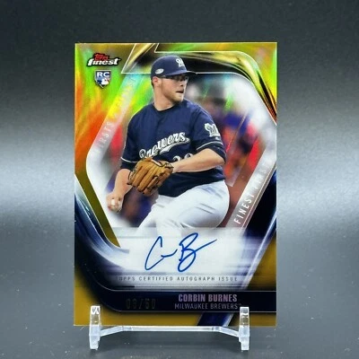 2019 Topps Finest Corbin Burnes Gold Refractor #d /50 Auto #FA-CB Rookie RC - Image 1 of 3