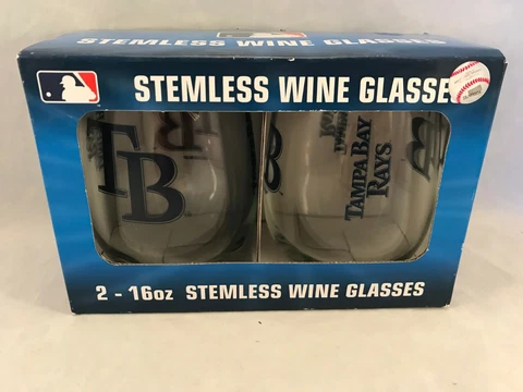 MLB Stemless Wine Glasses (2) 16 oz. Tampa Bay Rays New in Box Boelter Brands Cover