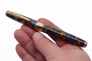 Harlequin Italian Resin Fountain Pen Solid Silver Bock Nib Fine Point Converter - Picture 1 of 11