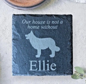 Personalised Slate Pet Dog Coaster Any Breed - Picture 1 of 46