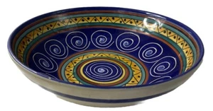 Pier 1 Earthenware Italian Swirl Large Blue Salad Pasta Serving Bowl 12" Vintage - Picture 1 of 16