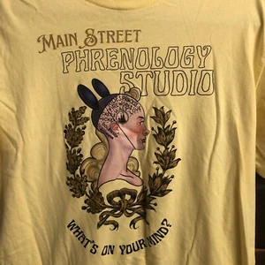 Next Level Size L Unisex Tee Disney On The Brain Main Street Phrenology Yellow - Picture 1 of 6