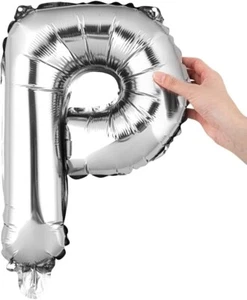 Elegant Silver Letter "P" Air-Filled Foil Balloon - (16") 1 Piece - Premium - Picture 1 of 1