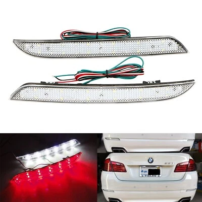 2 luces de freno traseras reflectoras de parachoques LED transparentes para BMW 520i 535D 535D xDrive Foto 1 de 4