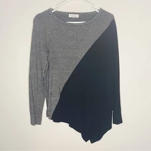 Calvin Klein Boat Neck Asymmetrical Colorblock Knit Sweater Size Medium - Picture 1 of 8