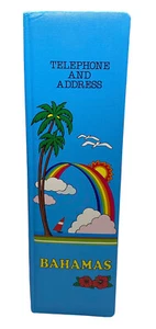 Vintage Kitsch NOS Telephone Address Book Bagamas Beach Palms Rainbow Japan - Picture 1 of 9