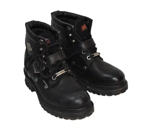 Harley Davidson Boots Black Size 7.5  Leather Vintage - Picture 1 of 11